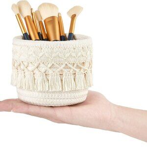 2 Boho Decor Bohemian Rope Baskets Macrame Look Storage Set Farmhouse